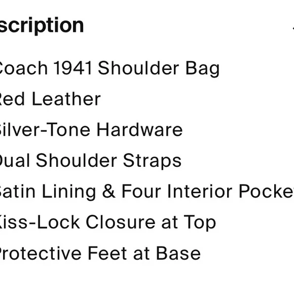 Elegant Red Leather Coach Tote Bag - Picture 6 of 10